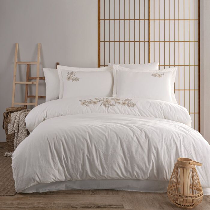 Zebra Casa Perge Naturel Nakışlı Nevresim Tkm Krem Zebra Casa Perge Naturel Nakışlı Nevresim Tkm Krem