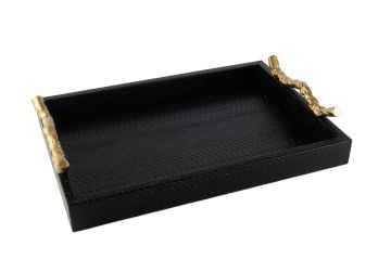 Mikasa Moor P359.108226 Siyah Gold Kulplu Deri Tepsi 40x28x7cm Mikasa Moor P359.108226 Siyah Gold Kulplu Deri Tepsi 40x28x7cm