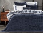Zebra Casa Asos Triko Yatak Örtüsü Seti Indigo