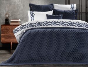 Zebra Casa Asos Triko Yatak Örtüsü Seti Indigo