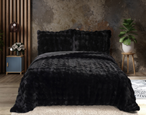 Zebra Casa Bonny Kürk Yatak Örtüsü Siyah