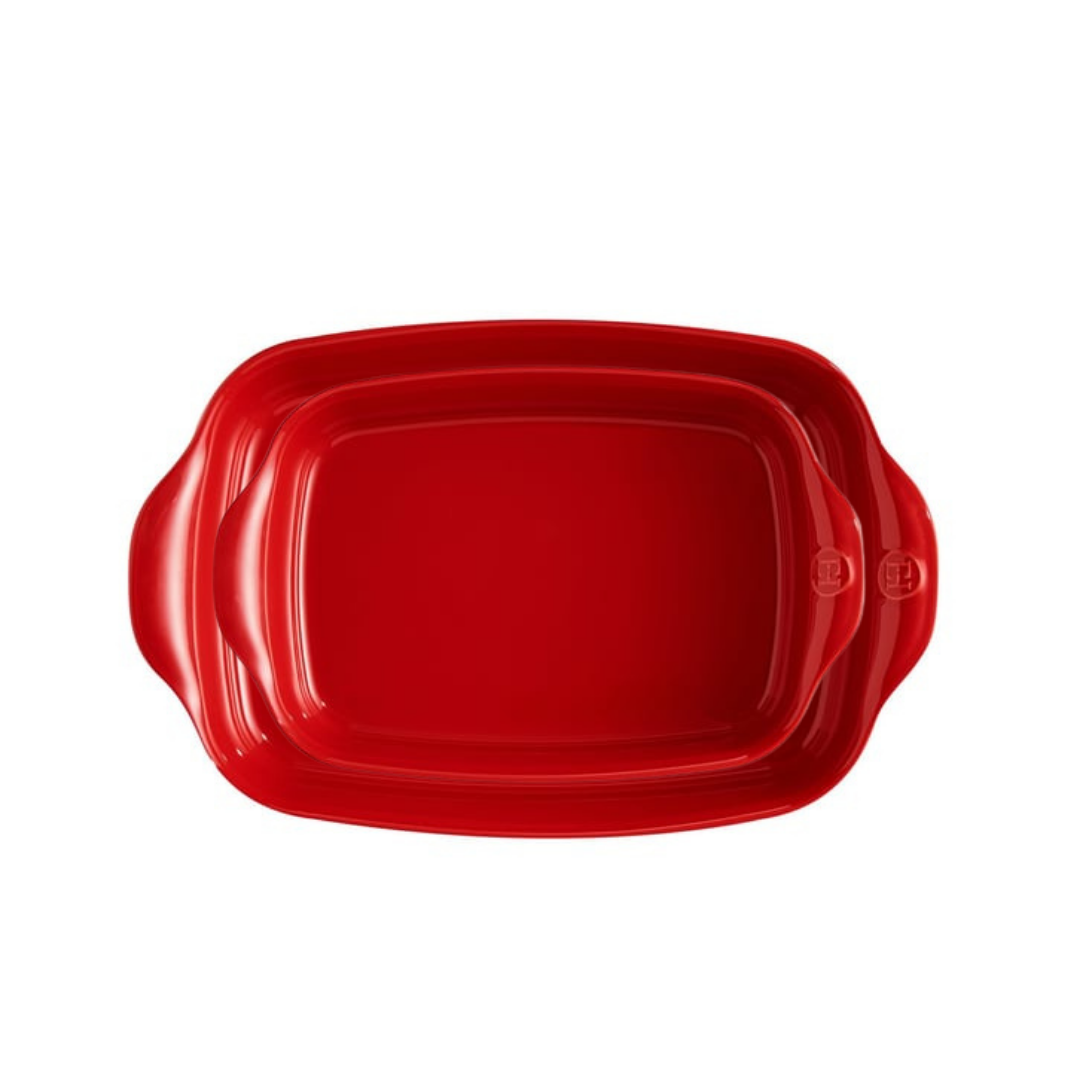 Emile Henry Fırın Kabı Dikdörtgen 2'li Set (9650&9652) Kırmızı/Burgundy - Emile Henry, Bursa